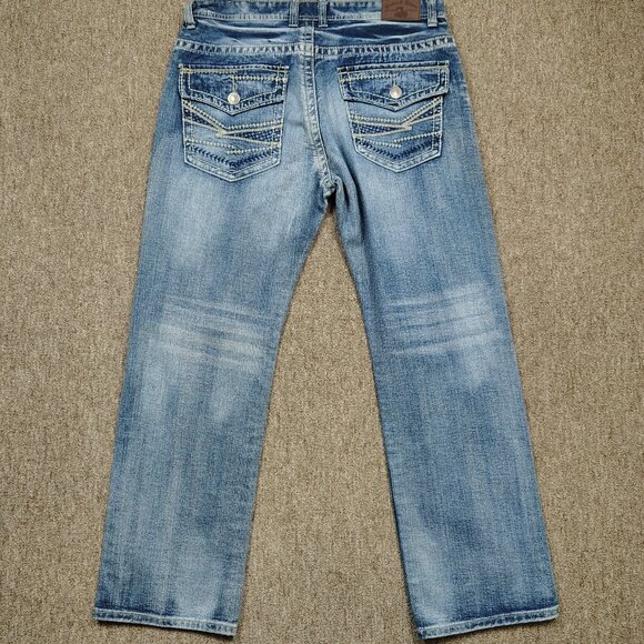 DENIM & RIVETS Jeans Men's 38 Blue Straight Leg Big Stitch Flap Pockets Cotton - Picture 5 of 11